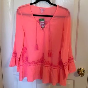 Lily Pulitzer Embroidered Top in Pink Sun Ray